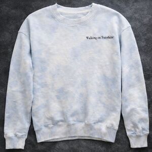 Walking on Sunshine Sweatshirt S Blue Tie Dye Ellandemm Embroidered Pullover